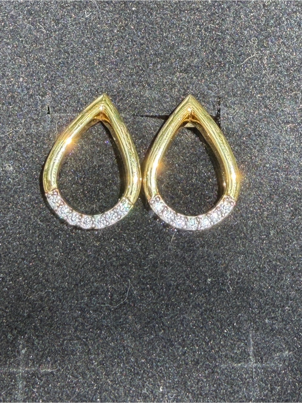 18k Gold Over 925 SS & Diamond Earrings